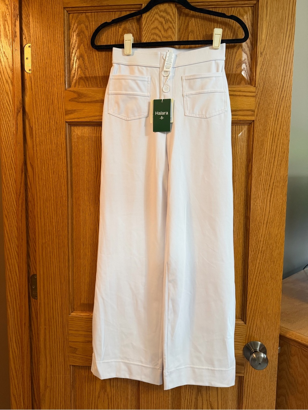 HALARA White Wide-Leg High-Rise Pants
